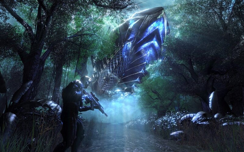 soldier facing alien structure