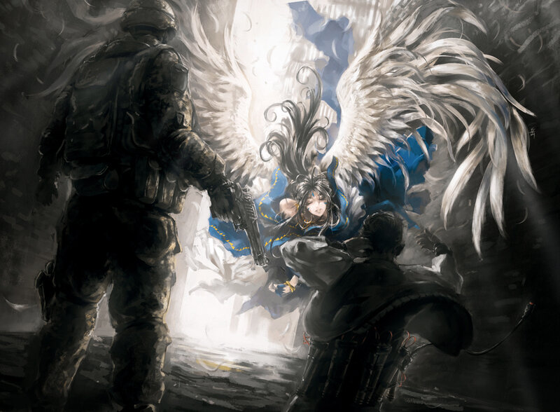 Soldier Facing Angel