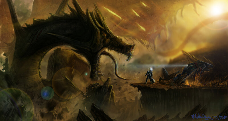 Soldier Facing Dragon