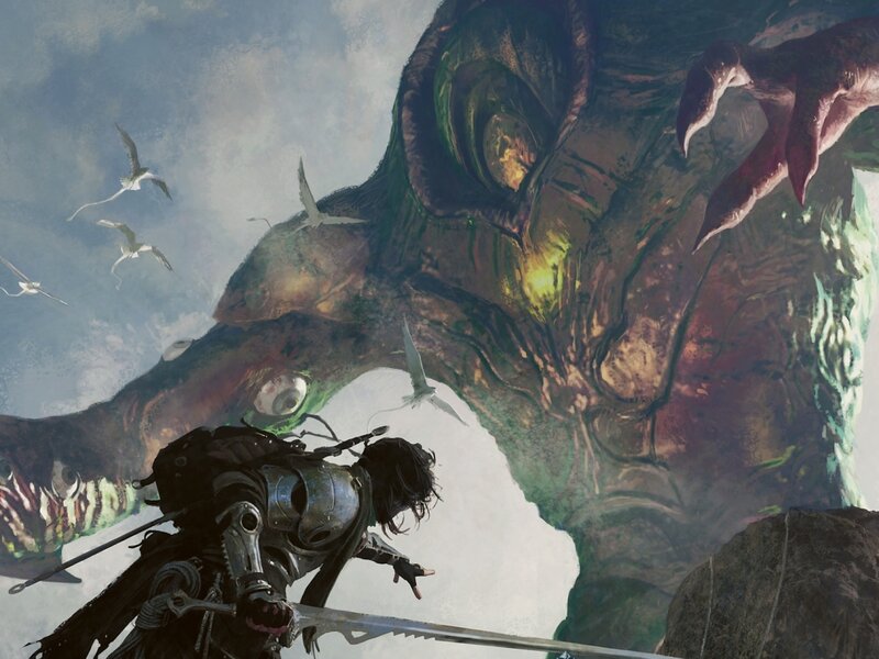 Soldier Facing Giant Monster — Green