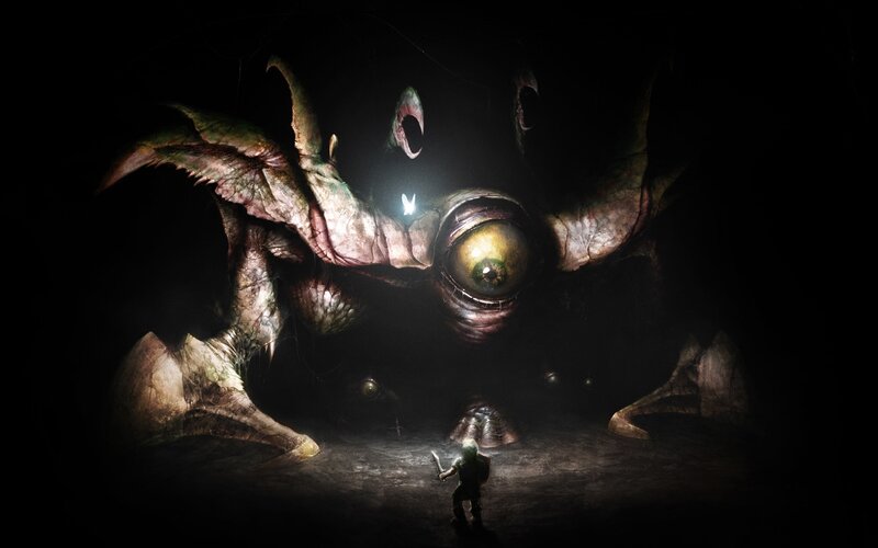 Soldier Facing Giant Monster