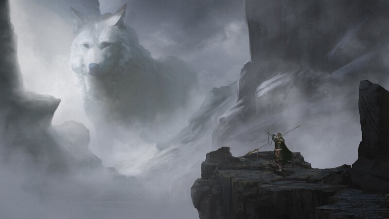 Soldier Facing Giant Wolf