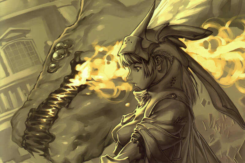 soldier facing monstrous creature