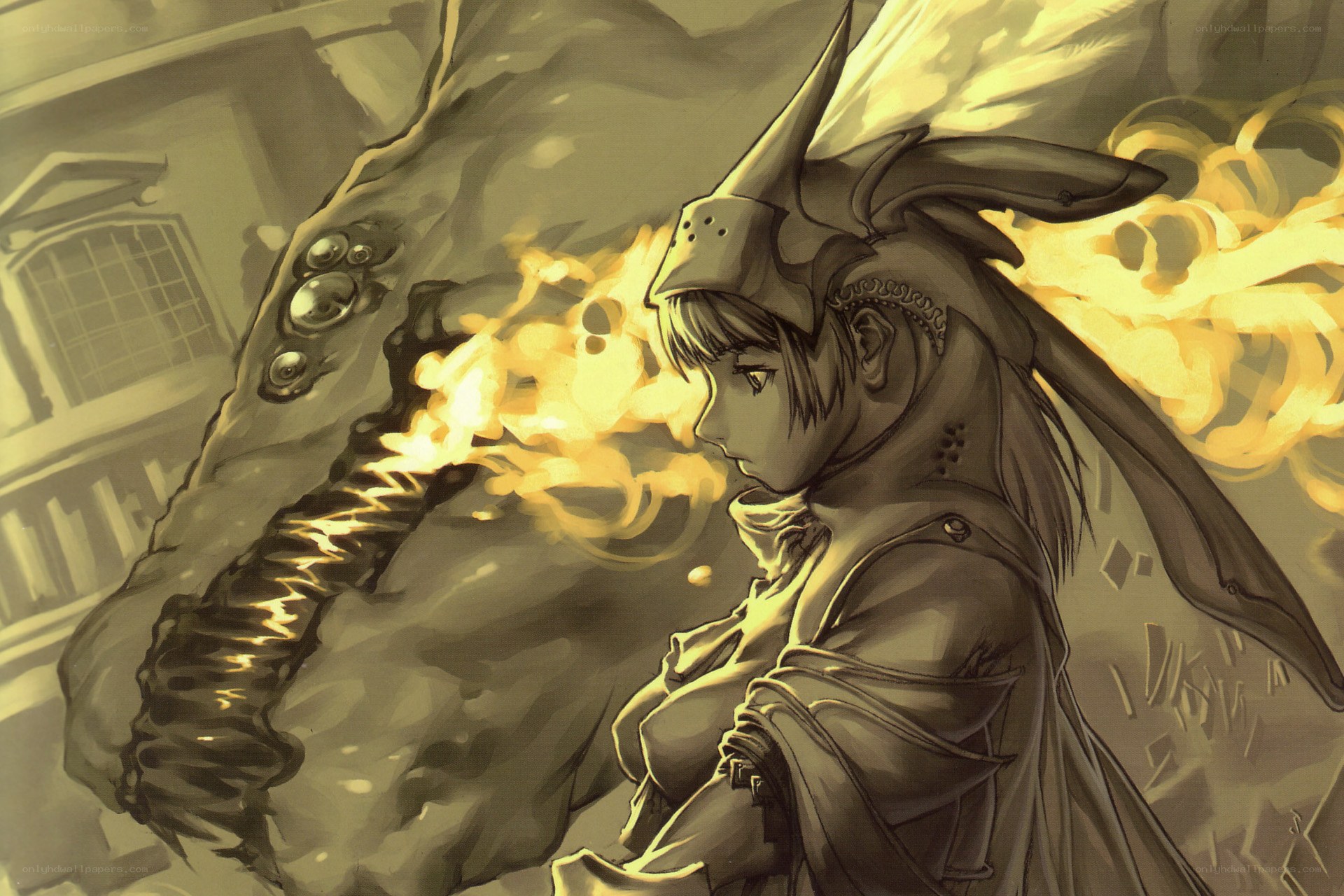 soldier facing monstrous creature