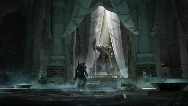 Soldier Facing Statue — Gray