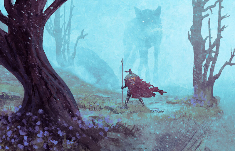 Soldier Facing Wolf