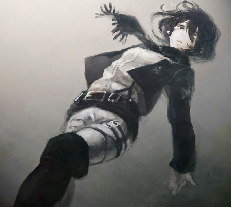 soldier falling in mid-air