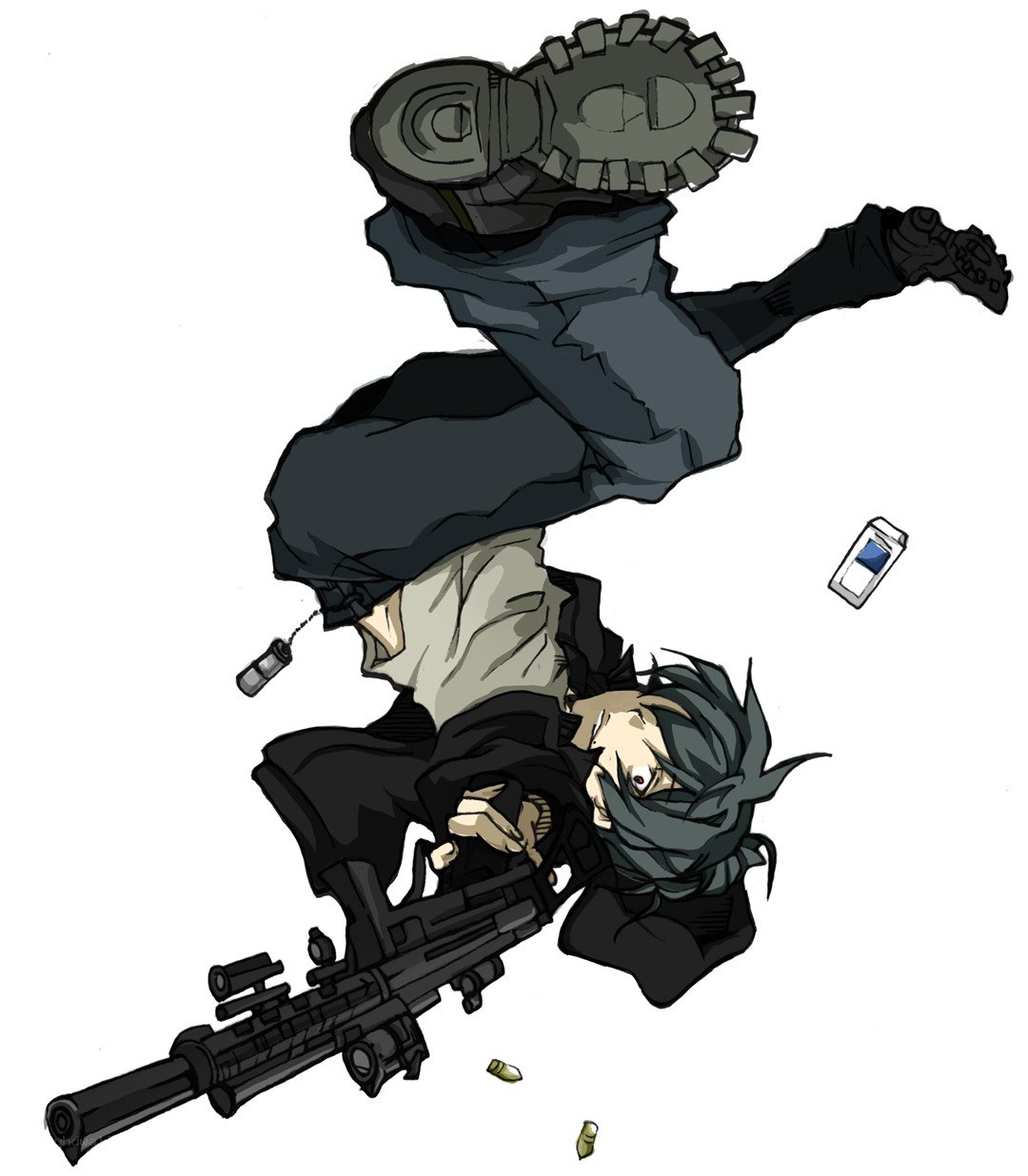 Soldier falling with rifle