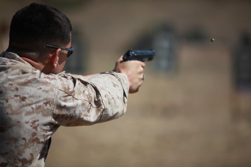 Soldier Firing Handgun