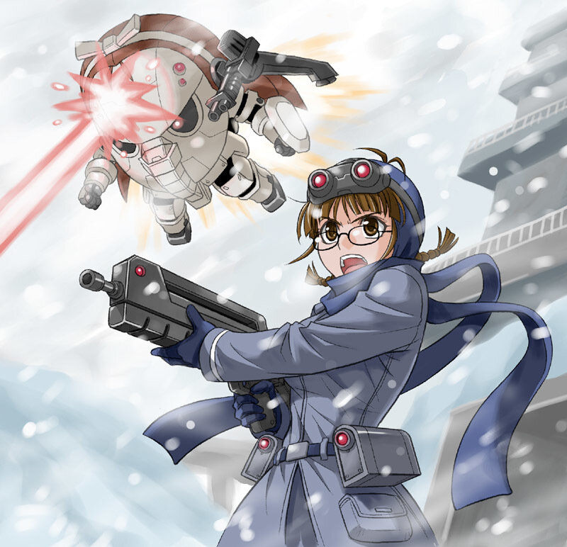 soldier girl fighting robot