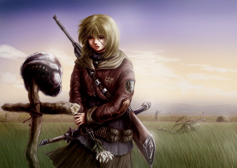 soldier girl in a field