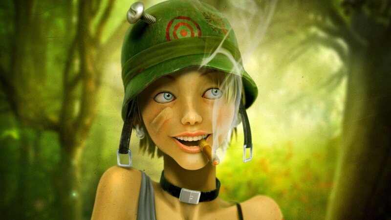 soldier girl in forest