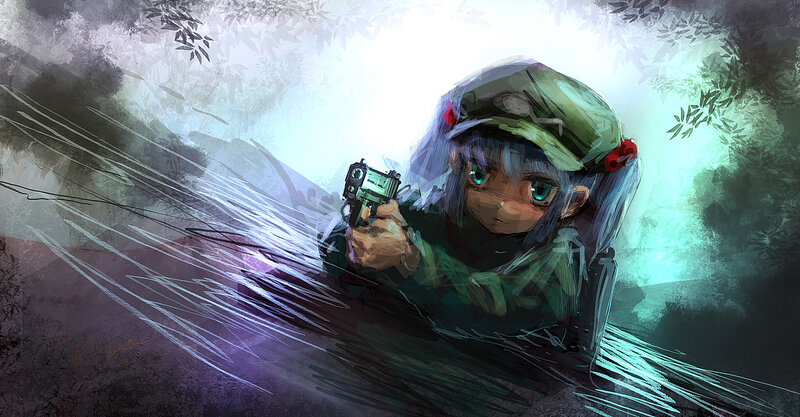 soldier girl in forest