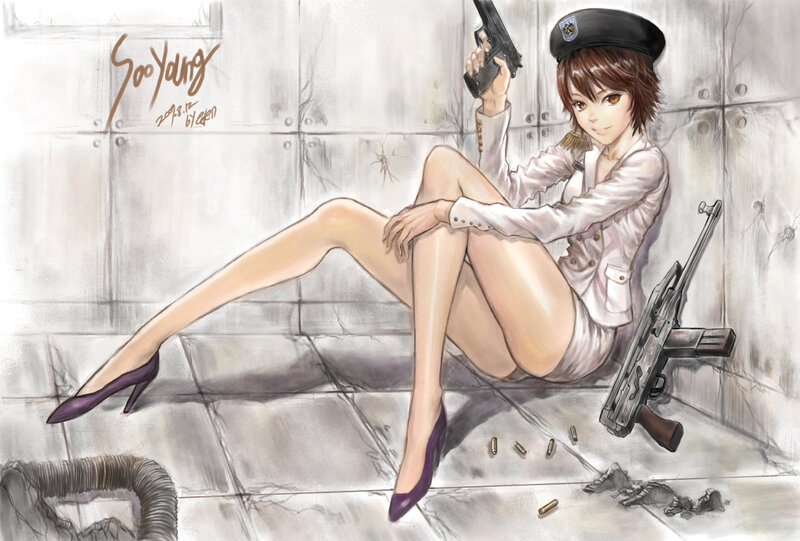 soldier girl with gun