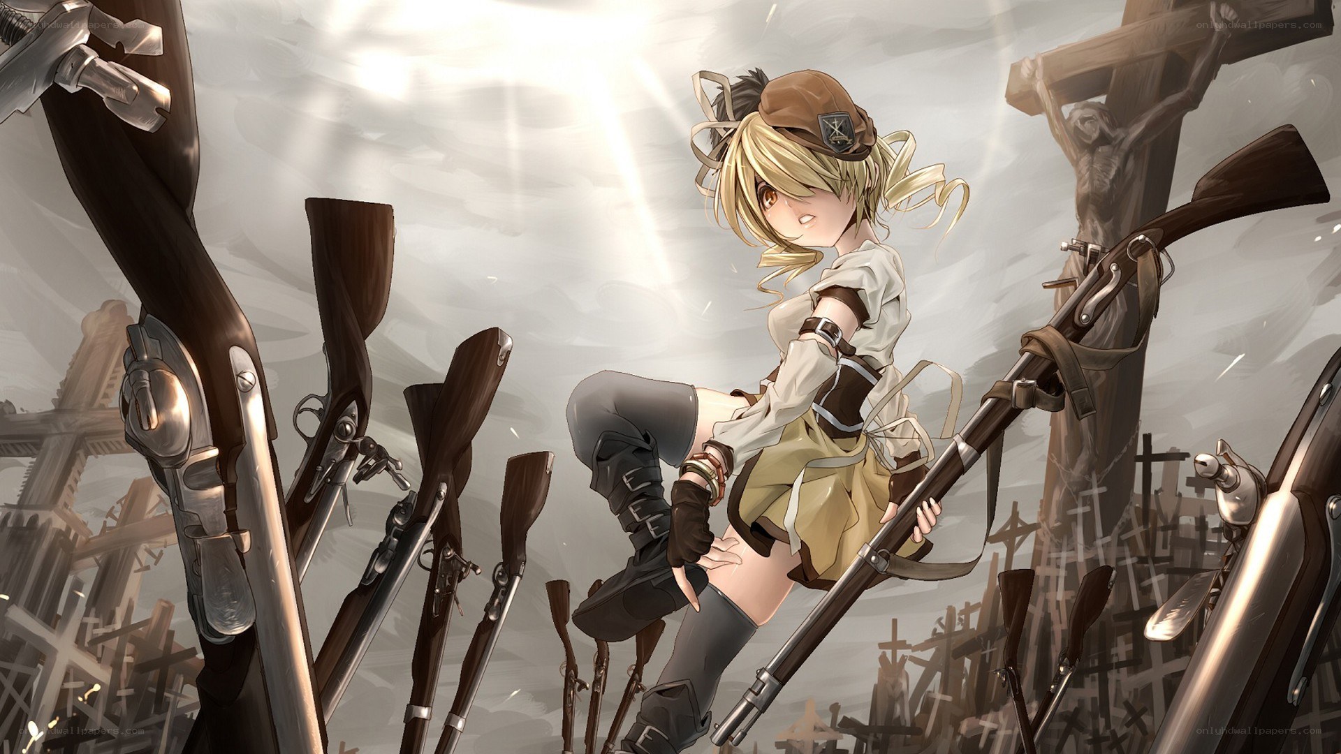 soldier girl with rifles