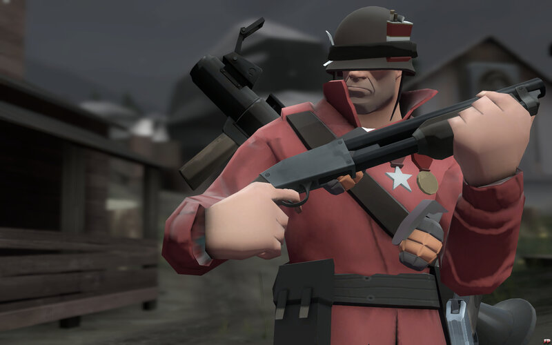 Soldier holding a shotgun