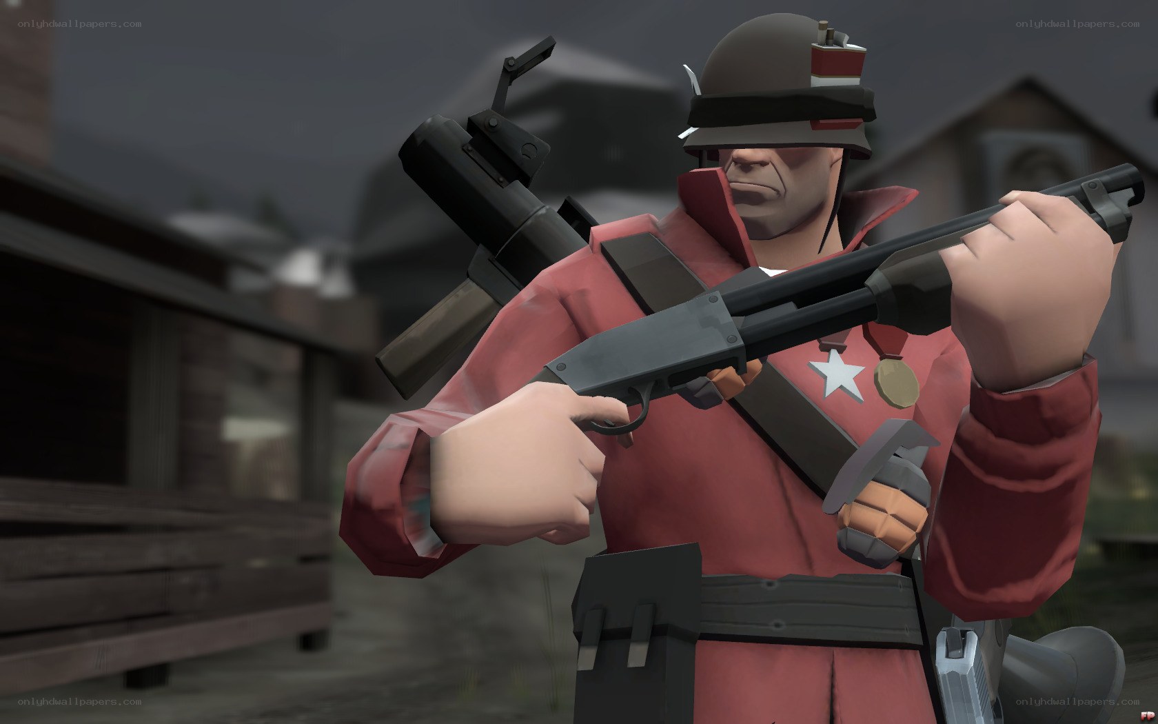 Soldier holding a shotgun