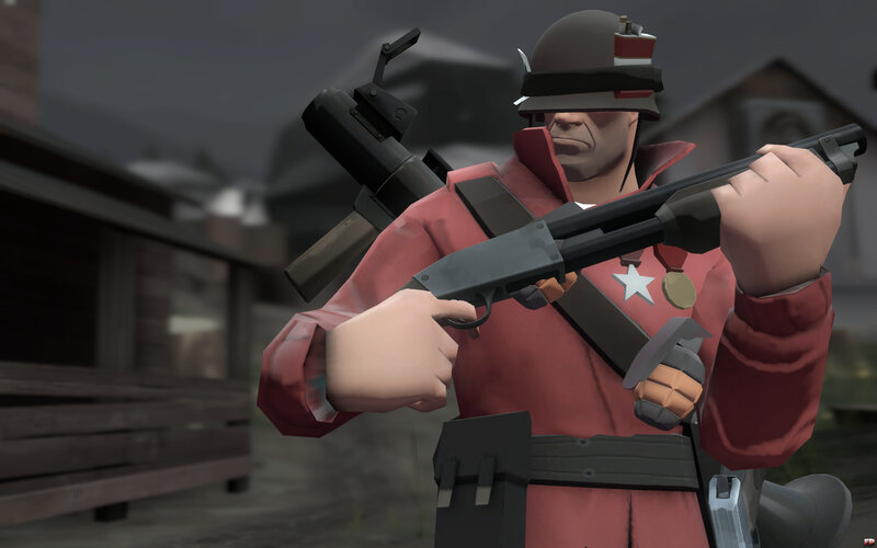 Soldier holding a shotgun