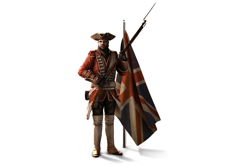 Soldier Holding Flag — Red, Solemn