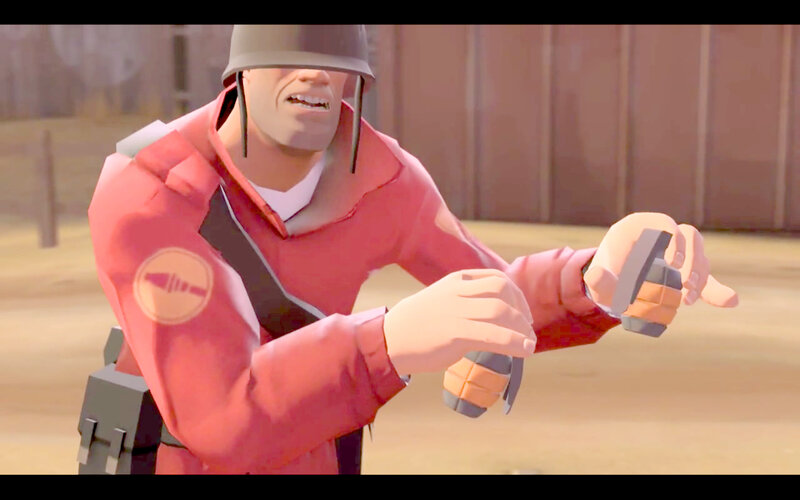soldier holding grenades