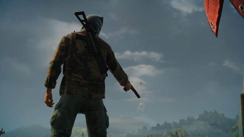 Soldier Holding Gun — Green, Tense