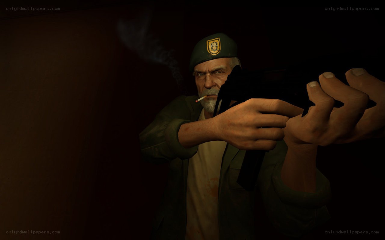 soldier holding gun with cigarette