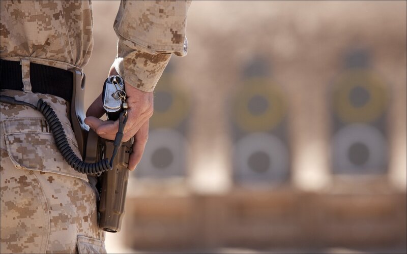 Soldier Holding Handgun