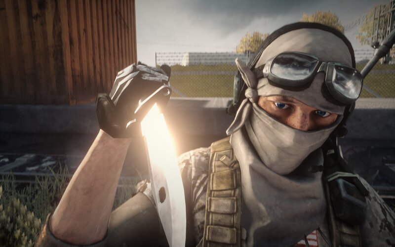 Soldier Holding Knife — Gray