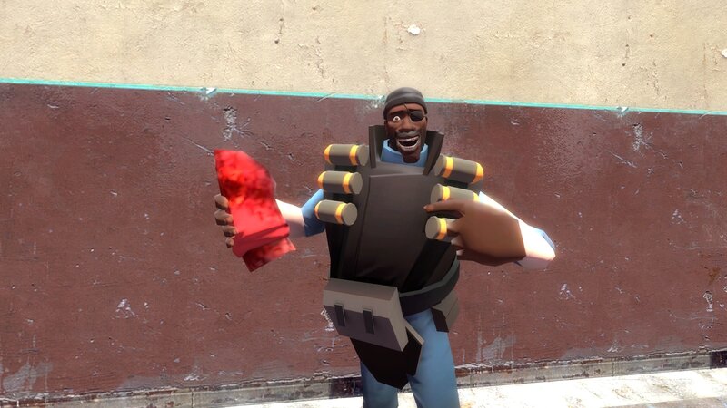 Soldier holding red object