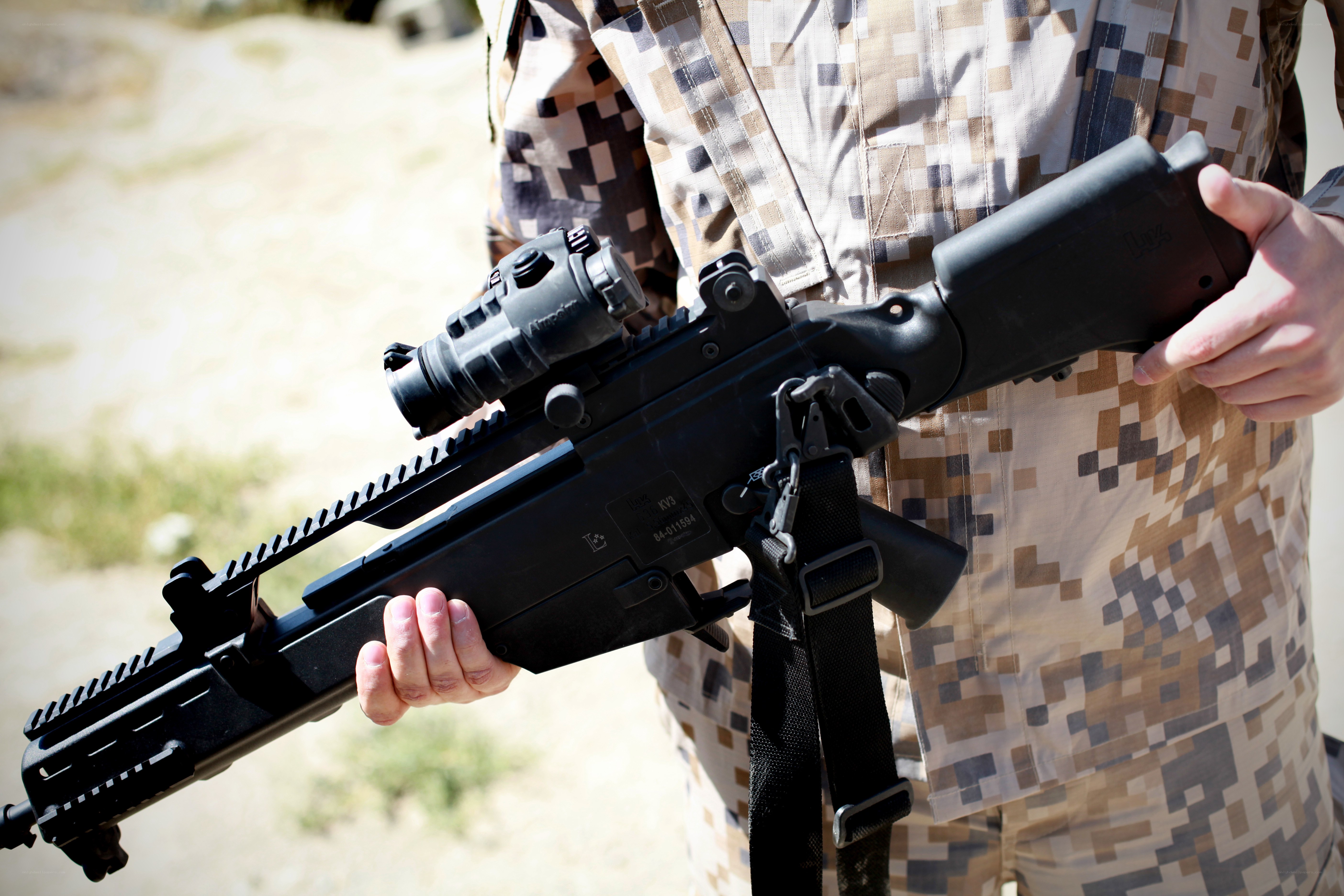 soldier holding rifle