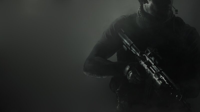 Soldier Holding Rifle — Black, Dark, Tense