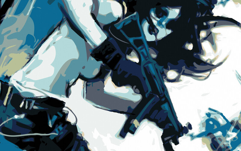 Soldier Holding Rifle — Blue, Dramatic, Digital Art, Snow