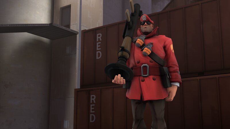 Soldier Holding Rocket Launcher — Red