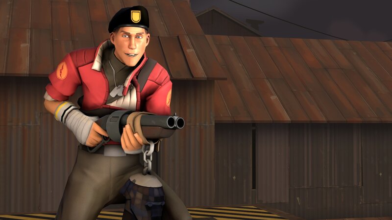 Soldier Holding Shotgun — Red