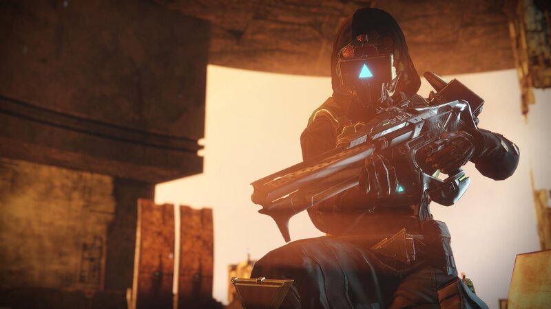 Soldier Holding Weapon — Black, Dramatic, Sunset