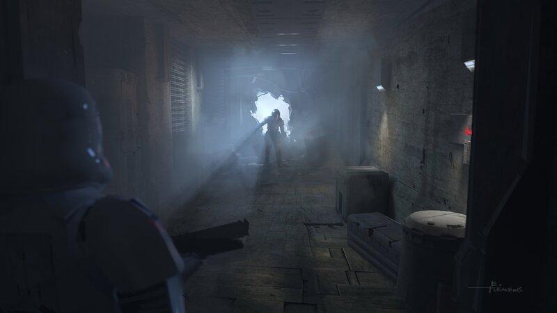 Soldier in a Corridor