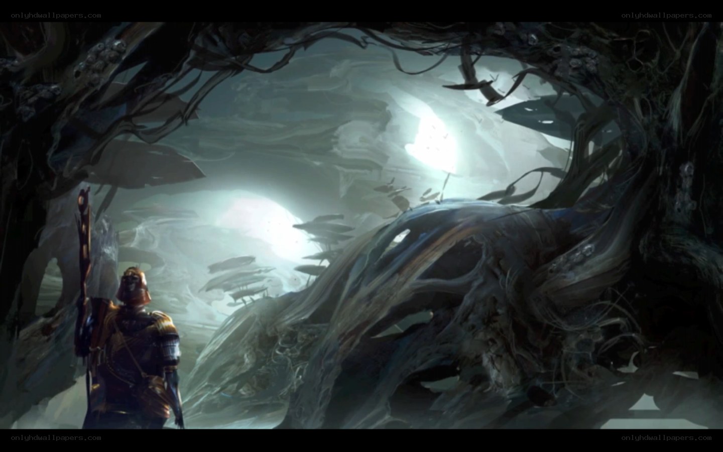 soldier in a dark forest