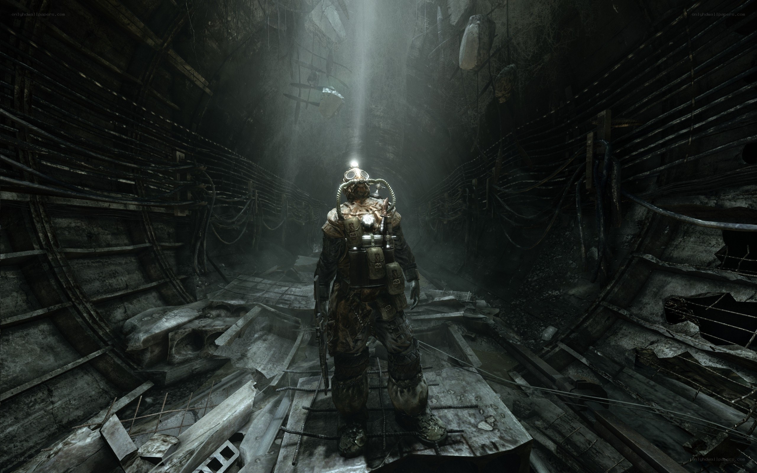soldier in a dark tunnel