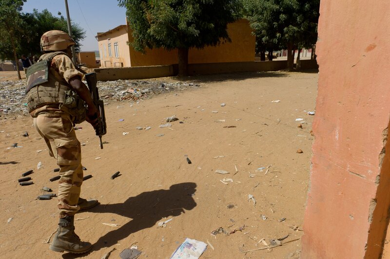 Soldier in a dusty village
