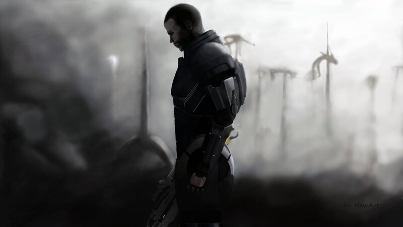 soldier in a foggy landscape