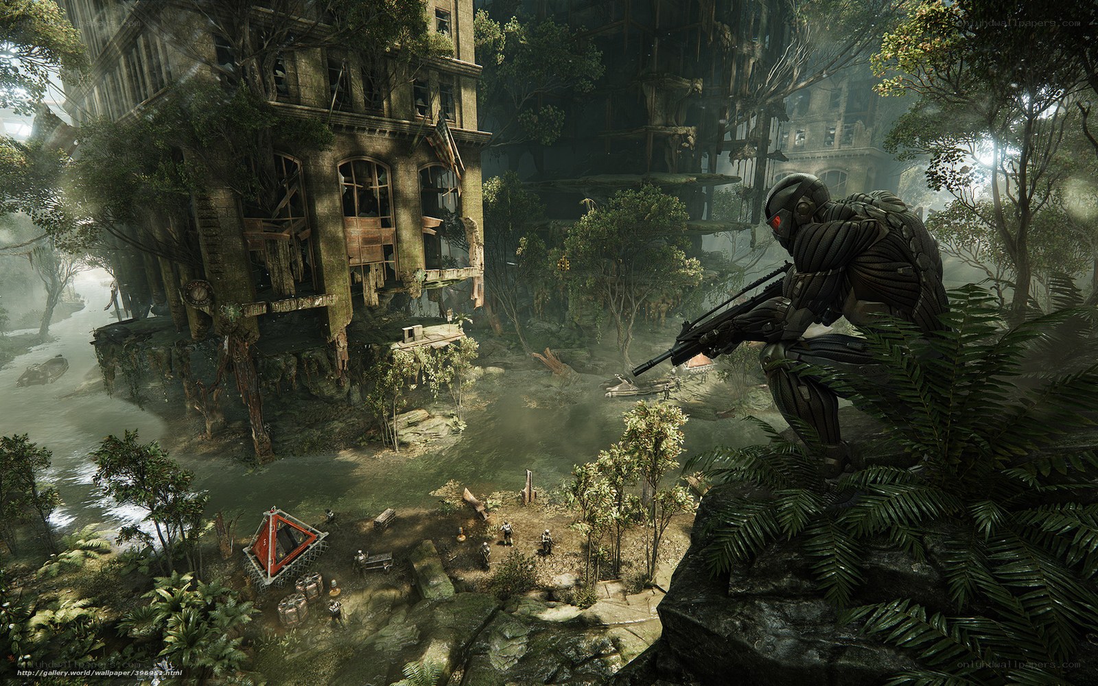 Soldier in a jungle ruin