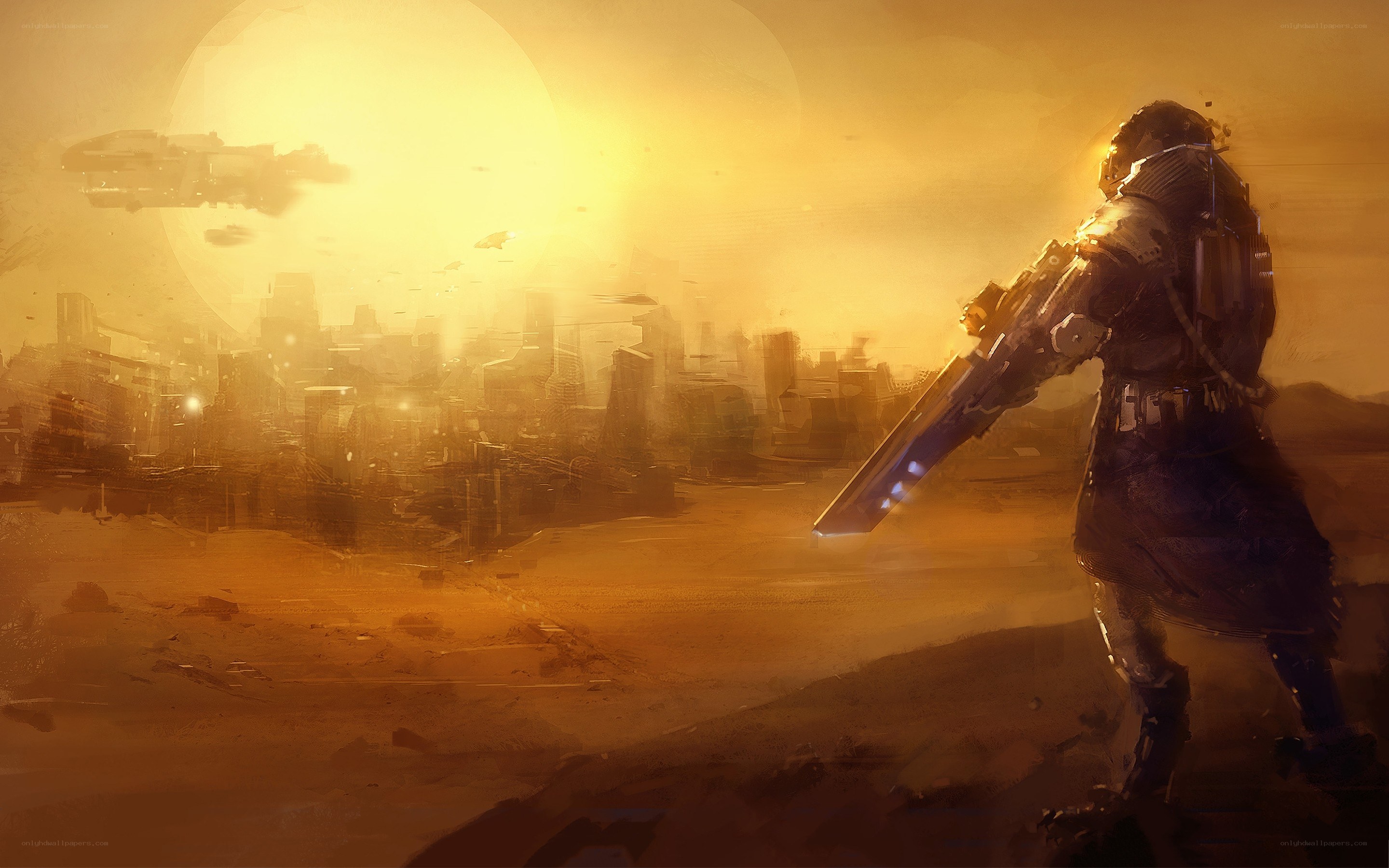 soldier in a post-apocalyptic city