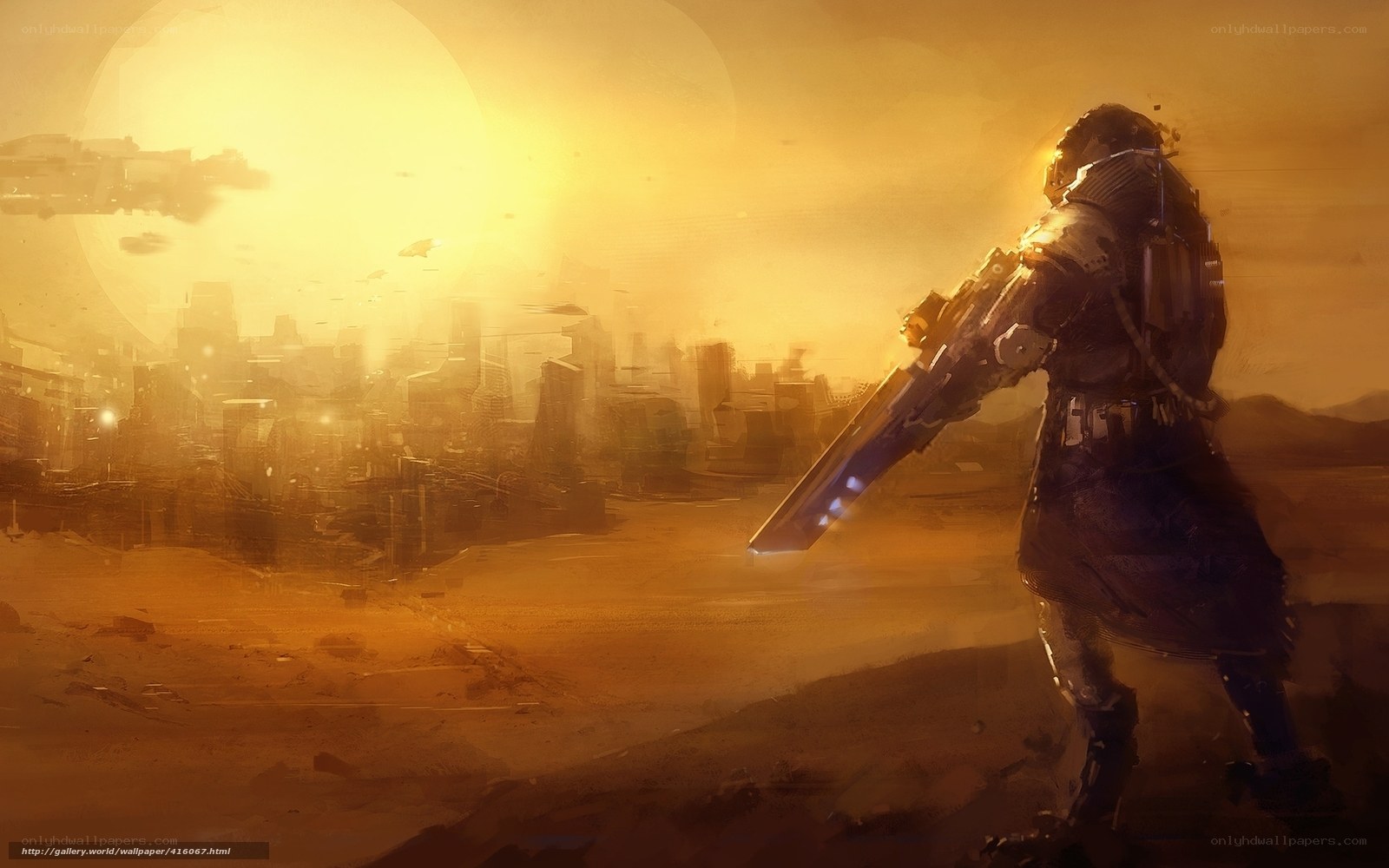 Soldier in a post-apocalyptic city