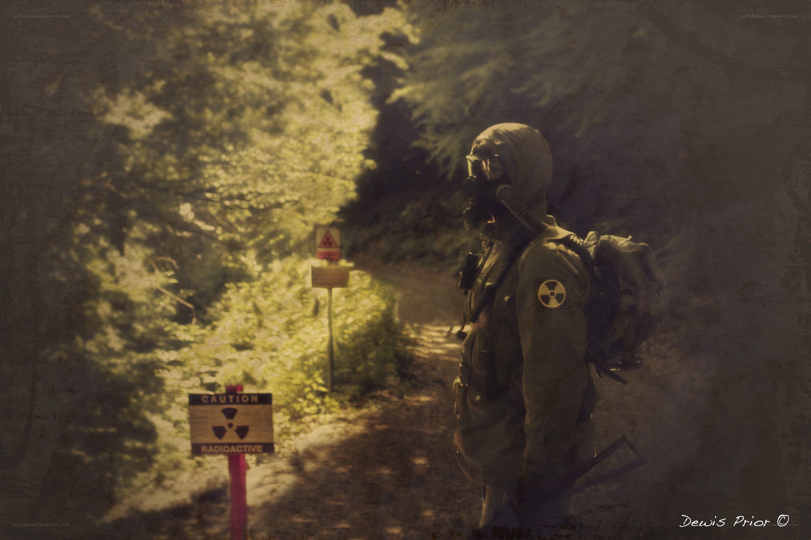 Soldier in a radioactive zone
