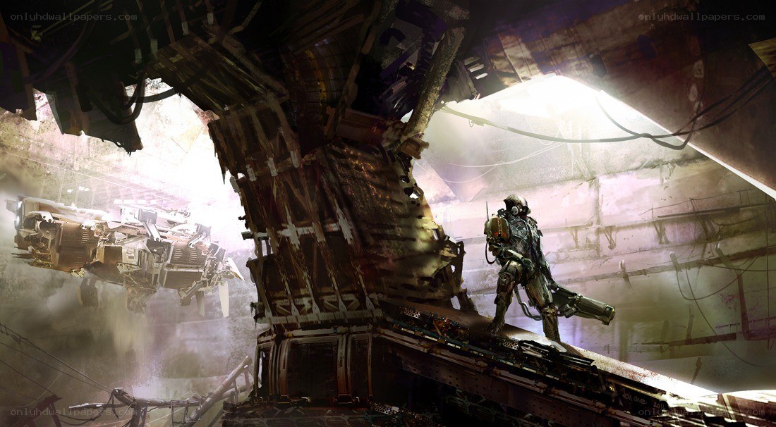 soldier in a ruined facility