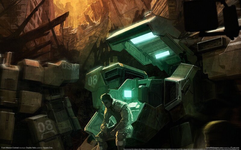 Soldier in a ruined mech bay
