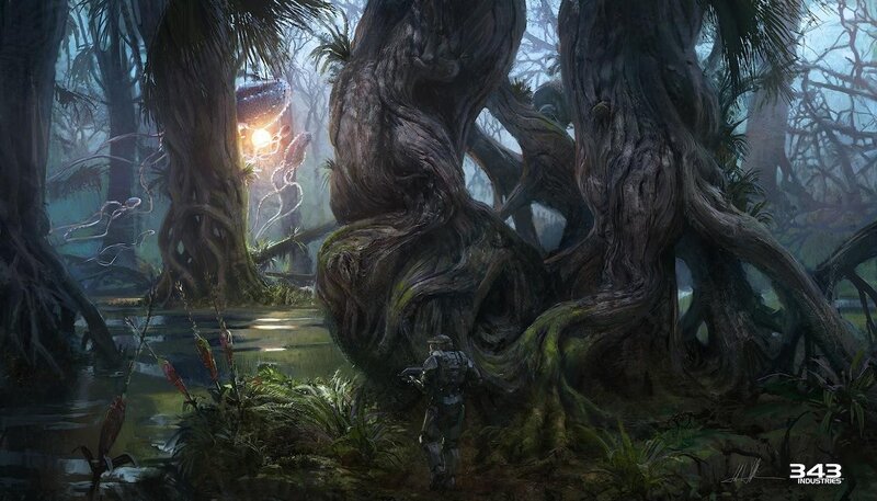Soldier in a swampy forest