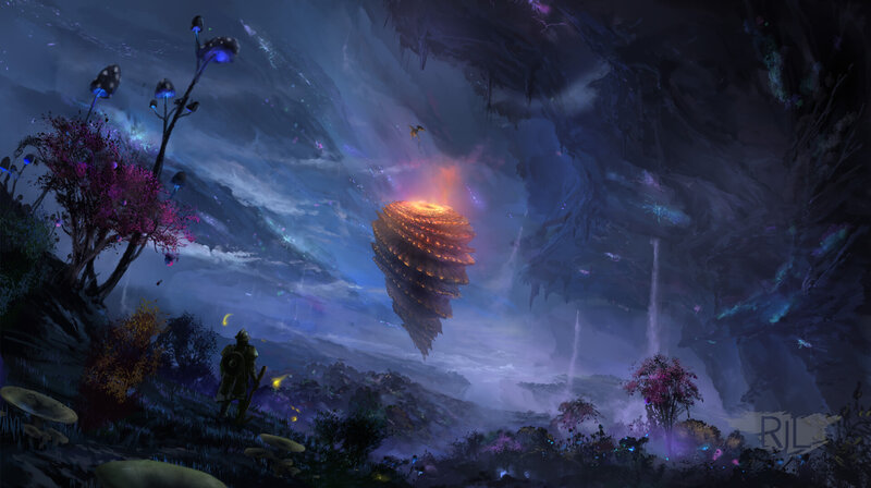 Soldier in Alien Landscape — Purple