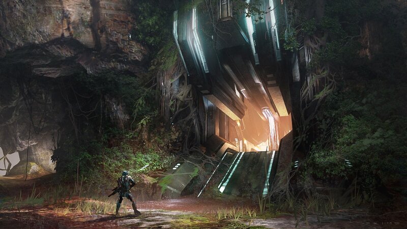 soldier in alien ruin