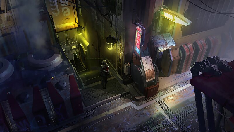 Soldier in Alleyway — Yellow